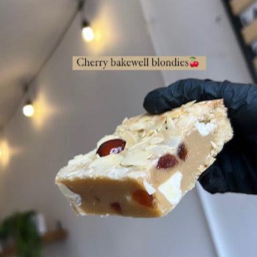 Cherry bakewell blondie made by hatch bakery